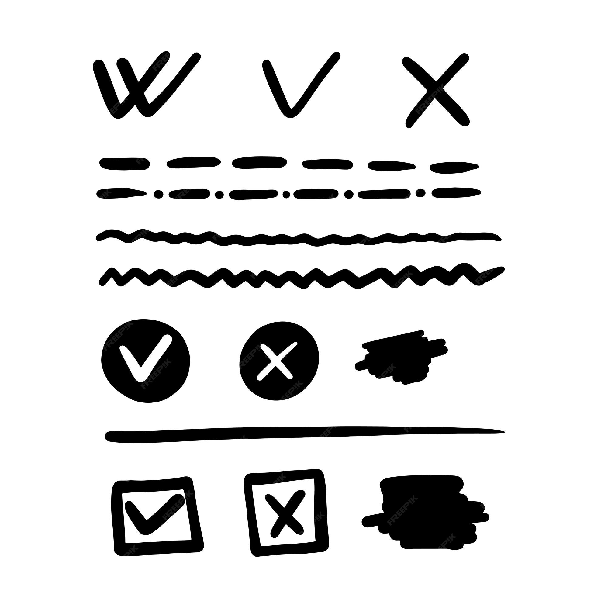 Checkbox check mark cross set handwritten Vector Image