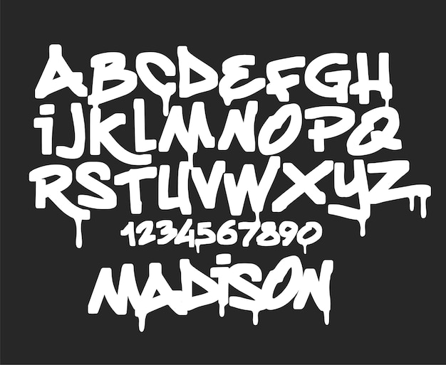 Vector marker graffiti font, handwritten typography  illustration.