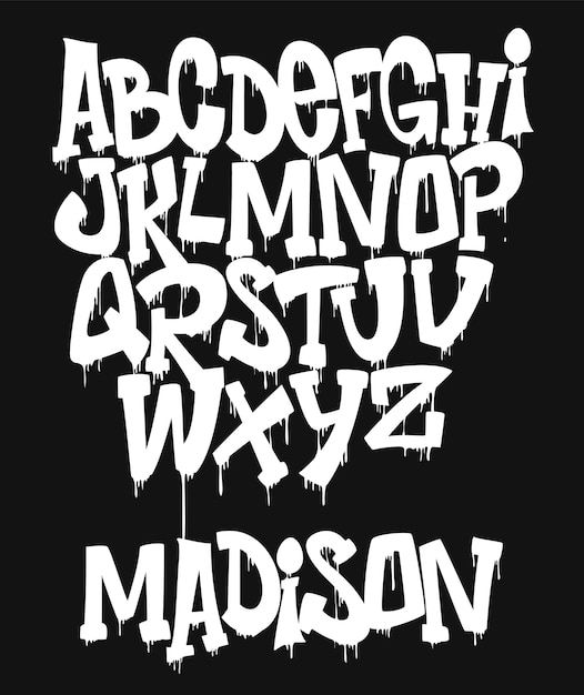 Vector marker graffiti-lettertype, handgeschreven typografie illustratie