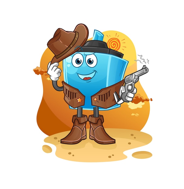 Marker pen cowboy with gun character vector