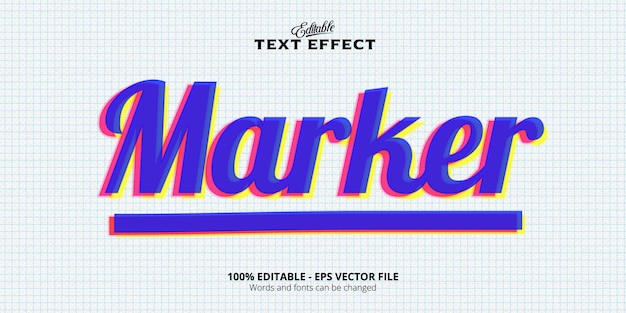 Vector marker pencil style editable text effect, marker text