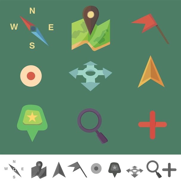 Markers to map Flat colored icons