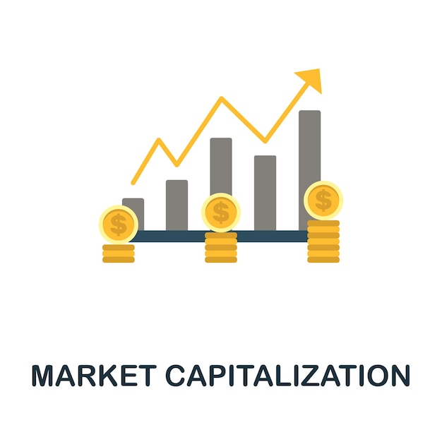 Плоская иконка Market Capitalization Цветной знак из коллекции фондового рынка Иллюстрация значка Creative Market Capitalization для инфографики веб-дизайна и многого другого