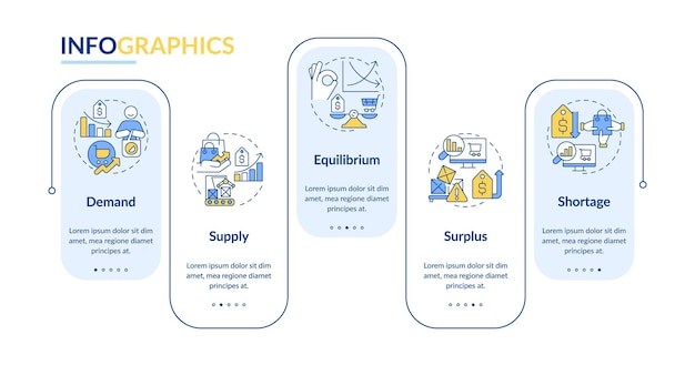 Principi di economia di mercato modello di infografica rettangolare