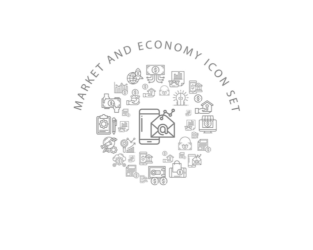 MArket and economy icon set design