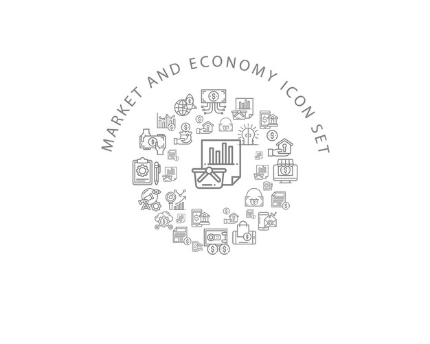 Market and economy icon set design