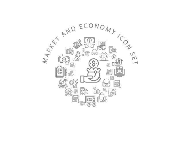 Market and economy icon set design