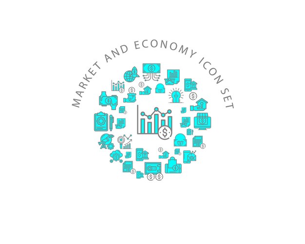 Market and economy icon set design