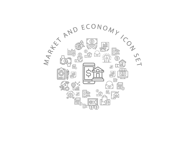 MArket and economy icon set design