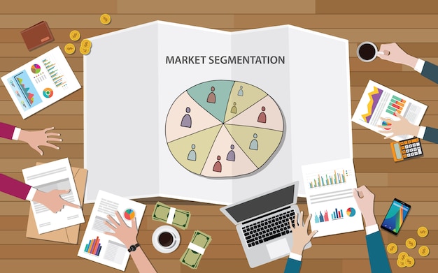 Vector market marketing segmentation with people group on segment