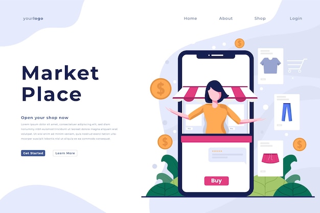 Vector market place landing page