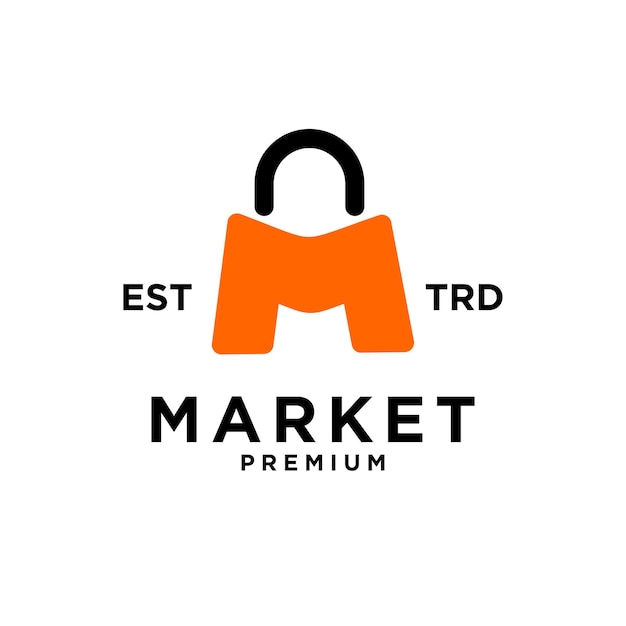 Market shop bag initial M logo icon design
