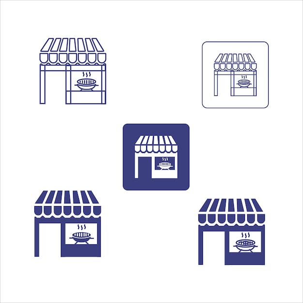Market shop line icon Kiosk store retail graphicShop design icons set Thin line vector icons for