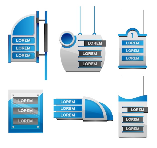 Vector market signboards pack