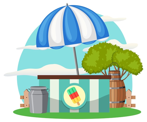 Vector market stall concept with ice cream shop stall