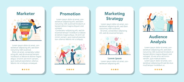 Set di banner per applicazioni mobili di marketing