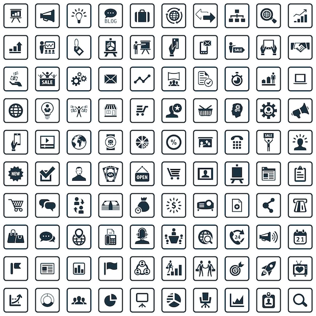 Marketing 100 icons universal set