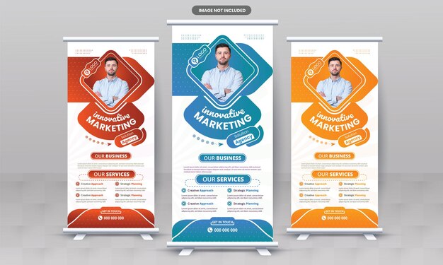 Agenzia di marketing business roll up banner design corporate x standee singage pull up banner di flyer