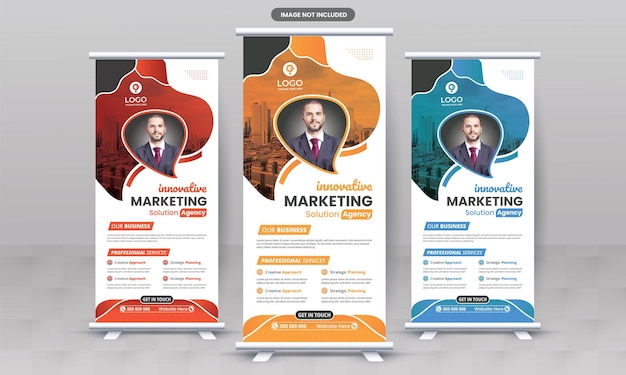 Vector marketing agency business roll up banner design corporate x standee singage pull up banner di flyer