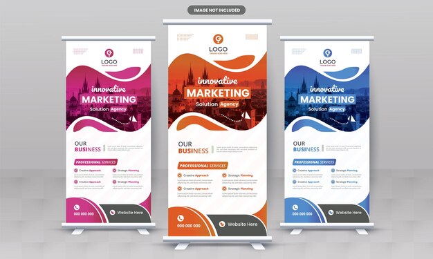 Vector marketing agency business roll up banner design corporate x standee singage pull up banner di flyer
