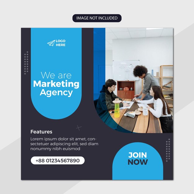 Marketing agency and corporate creative social media post banner template