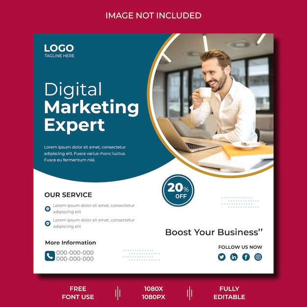 marketing agency and corporate social media post design template