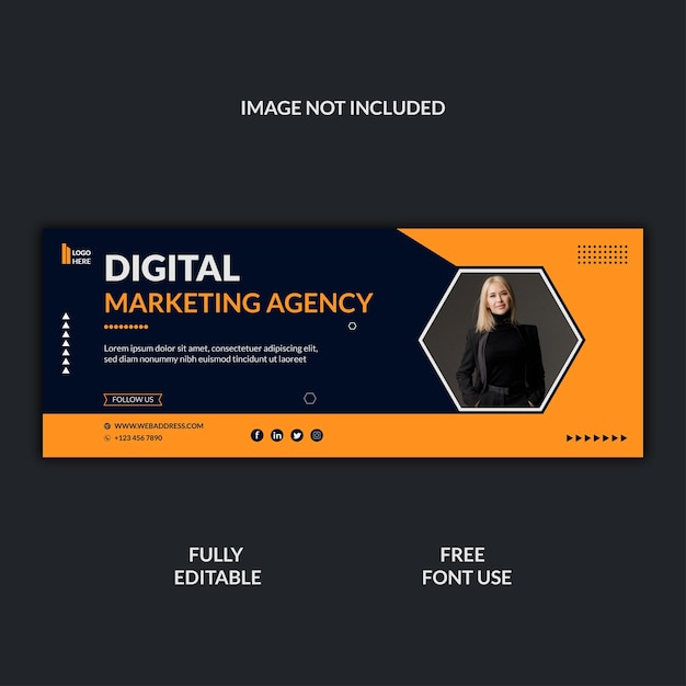 Marketing Agency social media Facebook cover banner template premium Eps