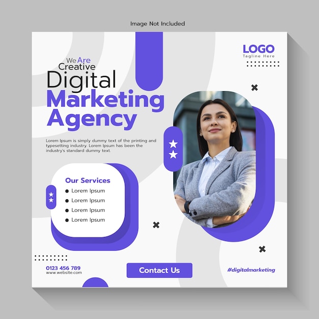 Vector marketing agency social media template design