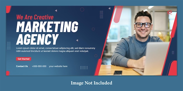 Marketing agency web banner or social media cover template