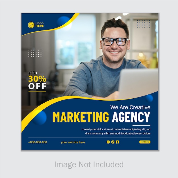 Vector marketing agency web banner or social media cover template