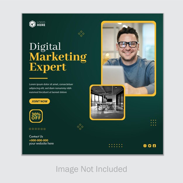 Marketing agency web banner or social media cover template