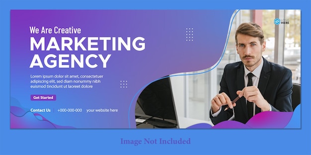 Marketing agency web banner or social media cover template