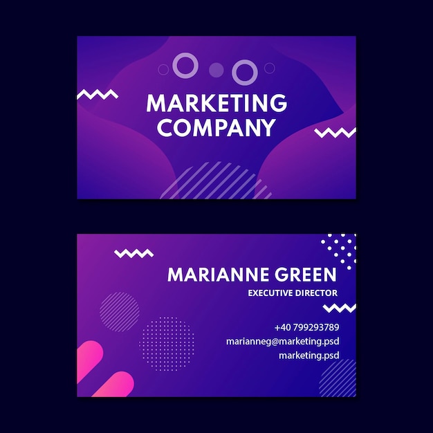 Marketing bedrijfs horizontaal visitekaartje