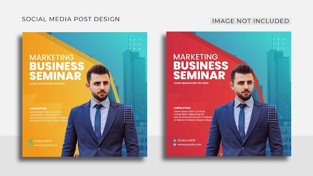 Marketing Business Seminar social media and instagram post template design Premium Vector