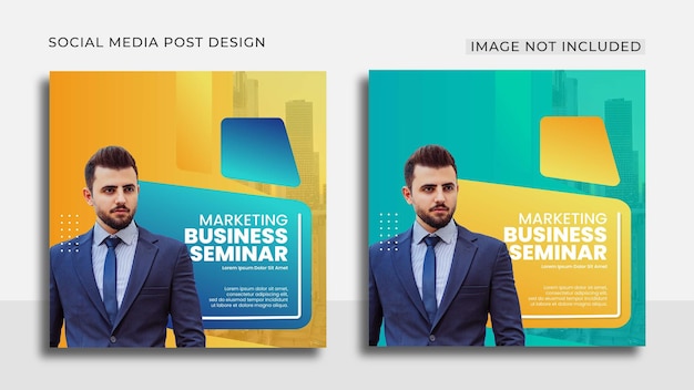 Marketing business seminar sociale media en instagram postsjabloonontwerp premium vector