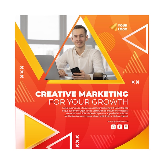 Marketing business squared flyer template