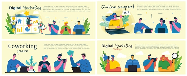 Campagna di marketing, illustrazione del concetto di business in un moderno design piatto.