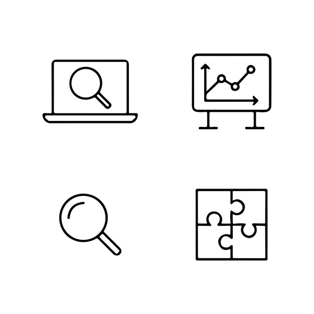 Vector marketing ceo icon set with outline style simple