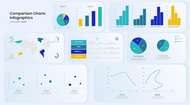 Marketing charts infographics design template