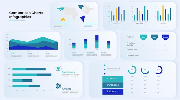 Vector marketing charts infographics design template