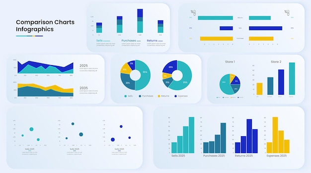 Marketing charts infographics design template