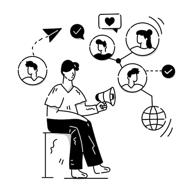 Marketing consument hand getekende illustratie