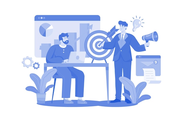 マーケティングディレクター 白い背景のイラストコンセプト