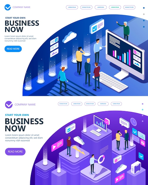 Vector marketing and finance isometric concept