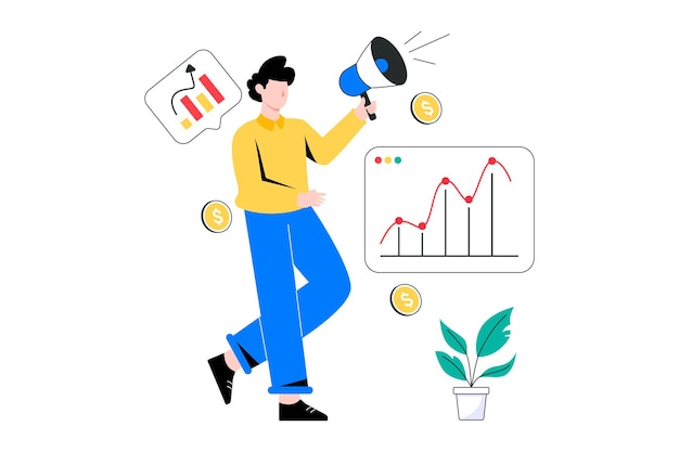 Marketing Growth Flat Style Design Vector illustration. Stock illustration