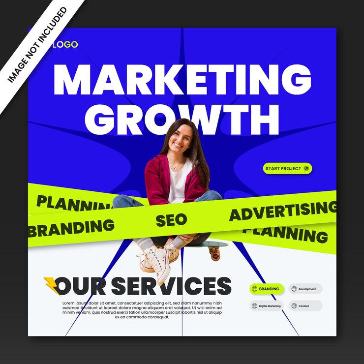 Vector marketing growth social media post template