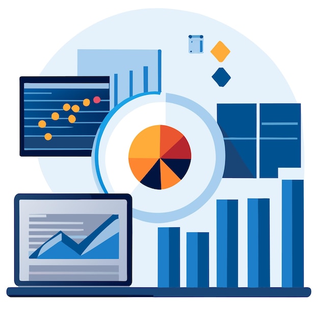 Vettore modello di statistica di crescita del marketing o grafico di crescita di analisi o dashboard di raccolta di elementi