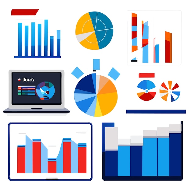 Vettore modello di statistica di crescita del marketing o grafico di crescita di analisi o dashboard di raccolta di elementi