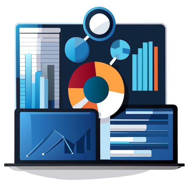 Vector marketing growth statistics template or analyzing growth chart or elements collection dashboard