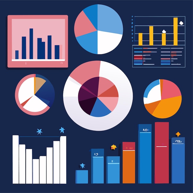 Шаблон статистики роста маркетинга или анализ диаграммы роста или панель управления сбором элементов